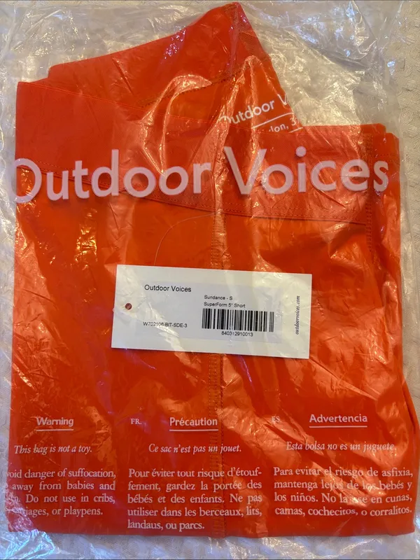 NEW! Outdoor Voices SMALL Sundance SuperForm 5” Bright Orange Bike Yoga Shorts - Image 10
