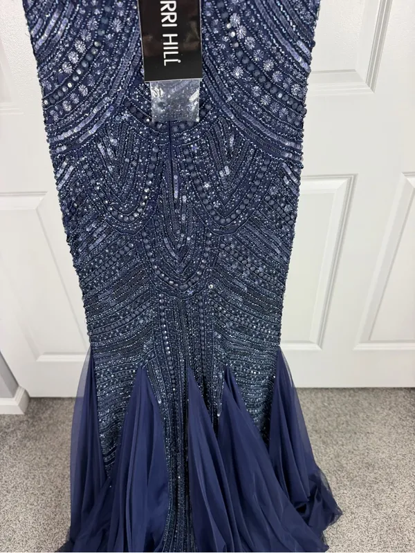 Sherri Hill 51426 Size 4 NWT Navy Beaded Mermaid Evening Gown Formal Prom Dress - Image 12