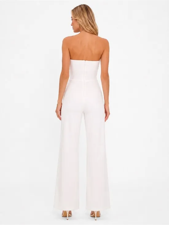 NEW Lulus Surely Stunning Ivory Strapless Bustier Jumpsuit Sz Medium - Image 3