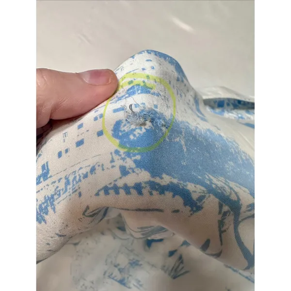 Jane + Delancey Womens Blue White Toile Scenic Button Down Shirt Large Short Slv - Image 9