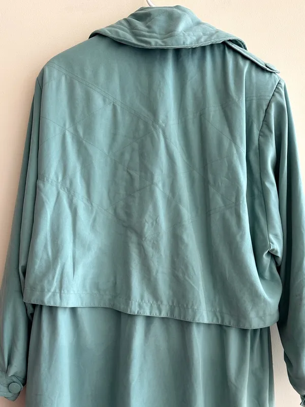 Carina Exclusive Women’s Vintage Turquoise Trench Coat, Size XL - Image 14