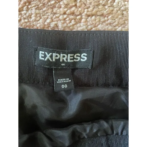 EXPRESS Black A-Line Midi SKIRT with Sheer Panel Details Size XS NWOT - Image 3
