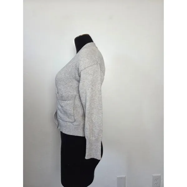 Poof Gray Cardigan Sweater Short Cozy Soft Academia Preppy Twee Old Money Small - Image 3