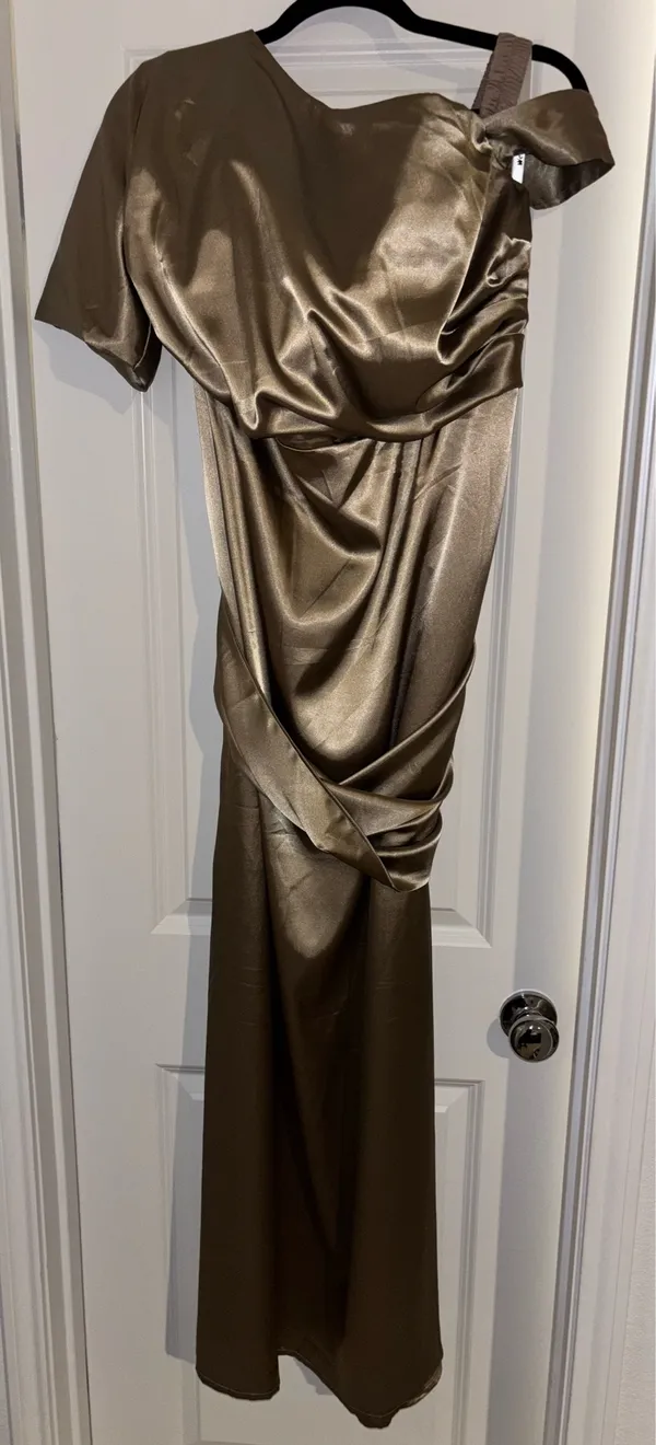 One-Shoulder Wedding Dress By Monvelli Size 12 - Image 2