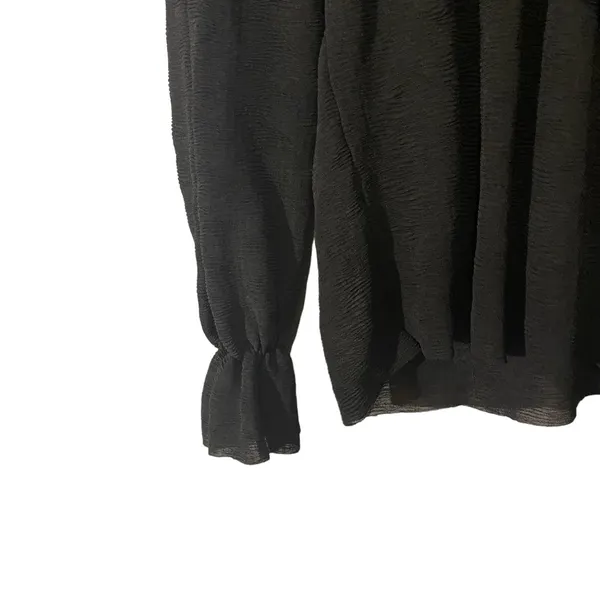 Zara Black Layered Ruffled Detail Dressy Long Sleeve Blouse Women Sz S - Image 5