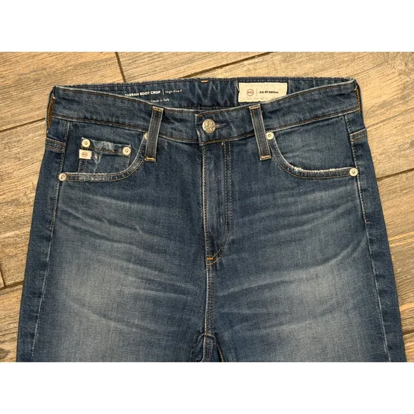 AG‎ Adriano Goldschmied Farrah Boot Crop High Rise Distressed Fray Jeans Size 27 - Image 5