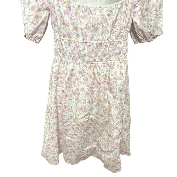 Elodie Pullover Mini Dress Floral Print Puff Sleeve Low Back Pink Size XL NWOT - Image 6