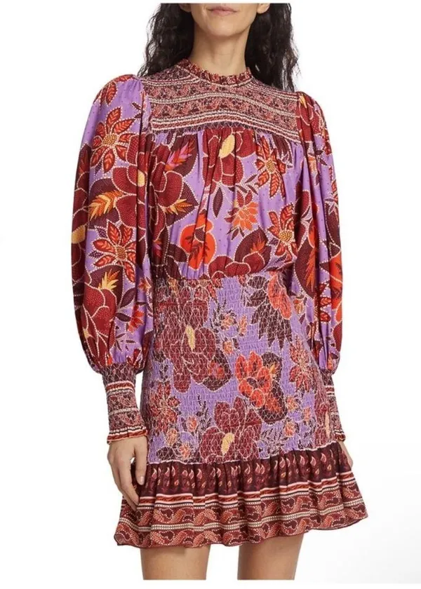 Farm Rio Sweet Floral Long Sleeve Minidress S - Image 12