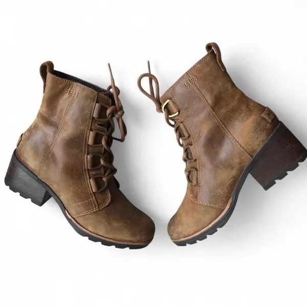 Sorel Womens Size 8 Brown Suede Lace Up Ankle Fashion Boots Bootie - Image 6
