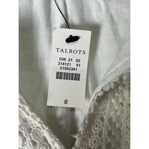 Talbots Pintucked Tiered Hem Cotton Gauze Embroidered Lace Maxi Dress Size 8 New - Image 8