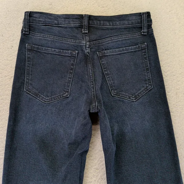 Banana Republic High-Rise Straight Jeans Dark Wash Raw Hem Button Fly‎ 442797 25 - Image 9