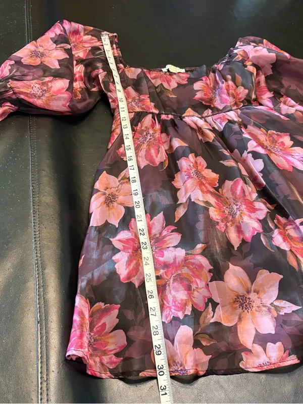 Thirty Thirty LA Pink Floral Square-Neck Mini Dress size Small - Image 13