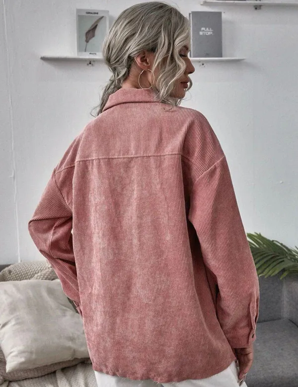 SheIn Pink Corduroy Shacket - Image 4