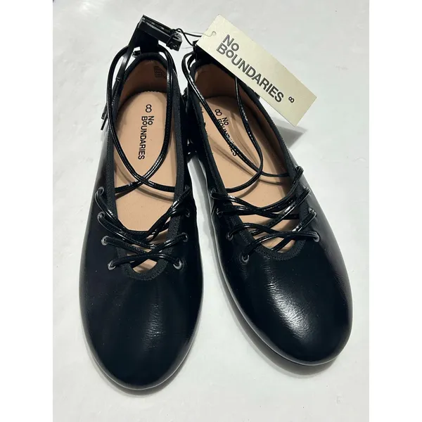 No Boundaries Corset Ballet Flats Black Lace Up Ankle Tie Womens Shoes Sz 7 NWOB - Image 7