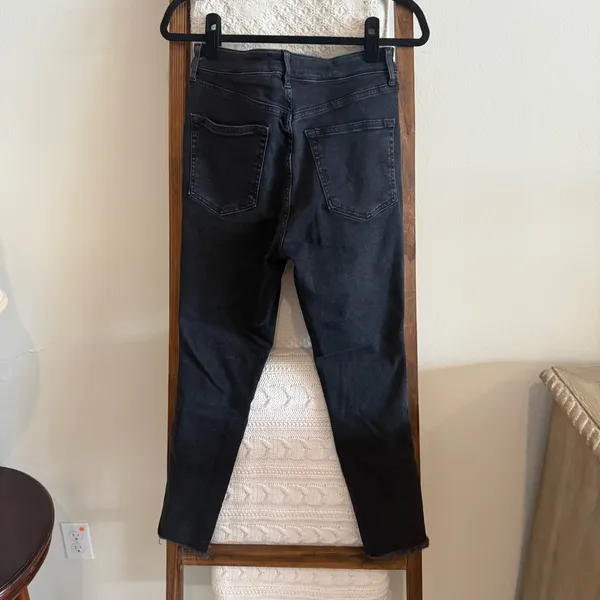 NWOT Free People We The Free Black Denim Raw Hem High Waisted Jeans - Image 4