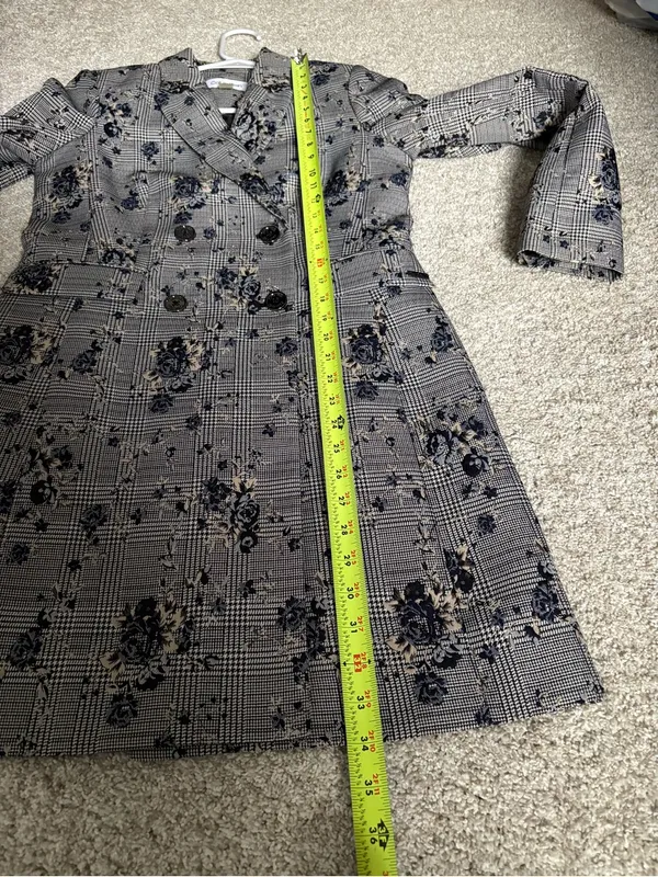 Calvin Klein double-breasted long blazer trench jacket floral print women sz 4 p - Image 7