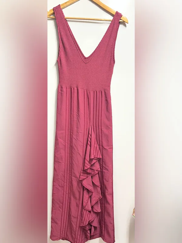 NEW Zara red ruffle maxi sleeveless Dress size medium - Image 4