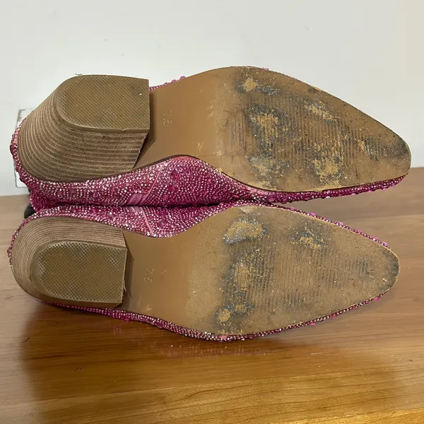 Cozzy Girl Pink Rhinestone Western Ankle Boots Pointed Toe Stacked Heel Size 7.5 - Image 10