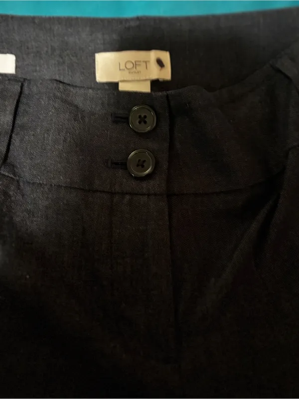 Loft women’s dark charcoal casual linen pants curvy size 2 - Image 2