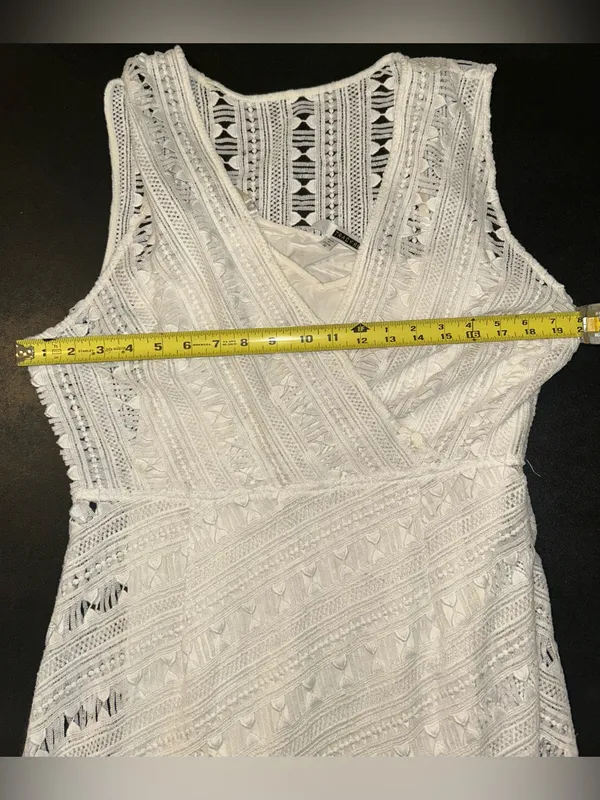 Anthropologie Tracy Reese Size 14 Mariposa White Lace Asymmetrical Midi Dress - Image 8
