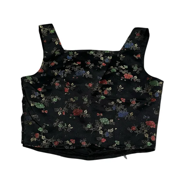 Vintage Rampage Lace Up Corset Top Floral Embroidered Y2K Renfaire WhimsyGoth - Image 7