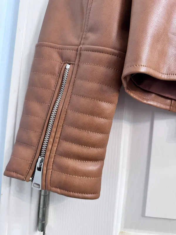 Jacket Leather Brown Size XL - Image 5