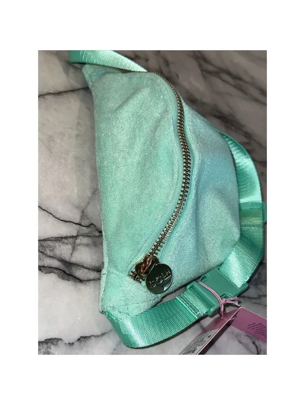 STONEY CLOVER LaNe Target Mint Green Fanny Pack Terrycloth Belt Hip Bag NEW - Image 5