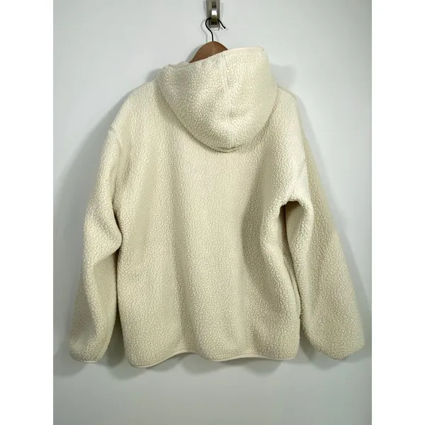Aritzia TNA Sherpa Fleece Hoodie Cream Pullover Sweatshirt M - Image 2