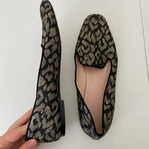 J. Crew women’s metallic leopard smoking slippers‎ loafers shoes size 10 - Image 4