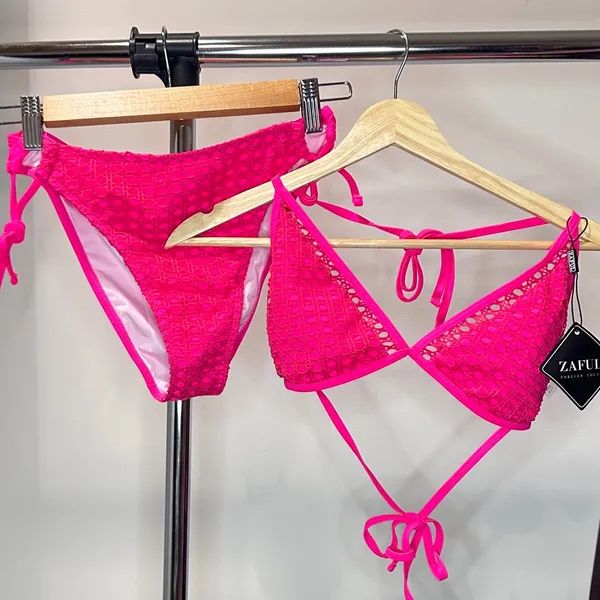 Zaful Deep Pink String Bikini Set, Small - Image 3