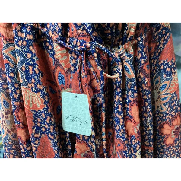 Free People Teegan Mini Dress Red Floral V Neck Boho Festival L 12 Spring Summer - Image 9
