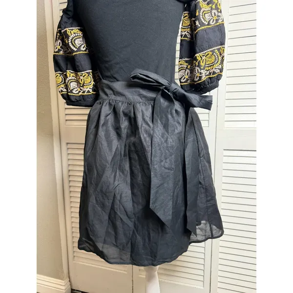 Club Monaco Claire Black Silk/Linen Blend Wrap Skirt, Sz Medium NWT $109 retail - Image 7
