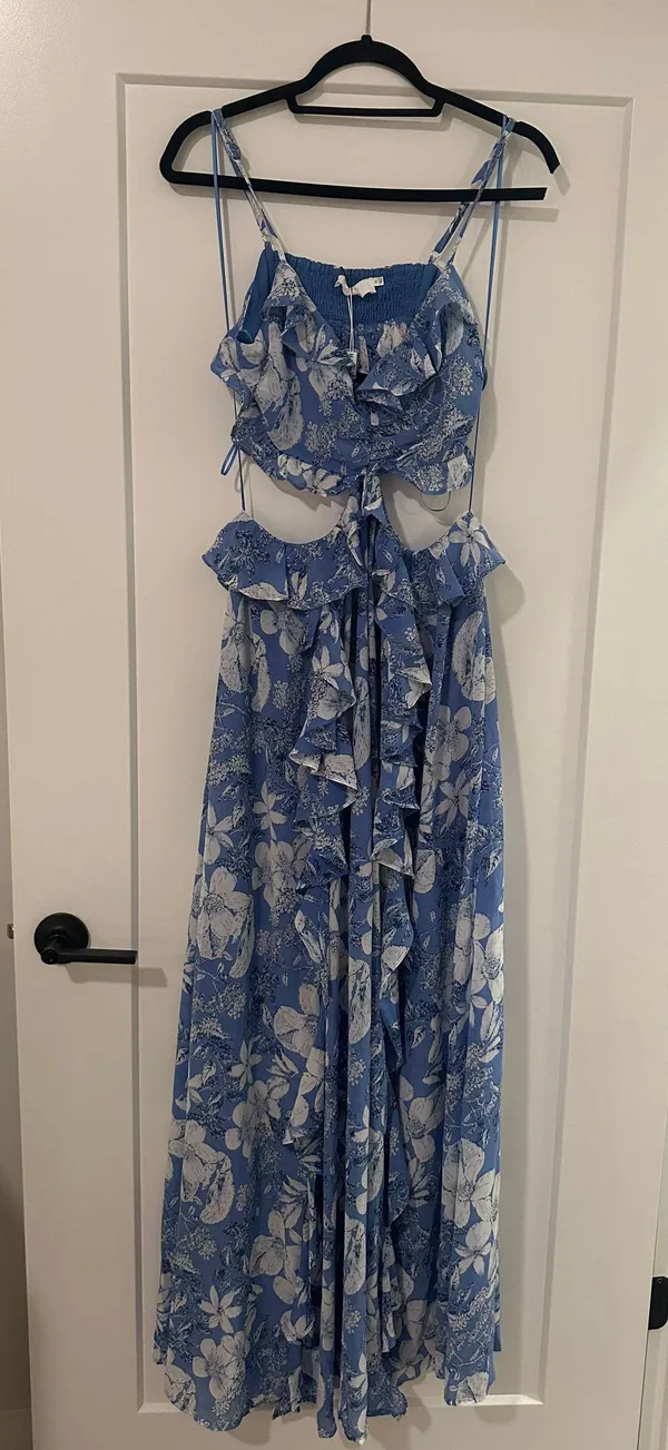 Blue Ruffle Maxi Dress - Image 12
