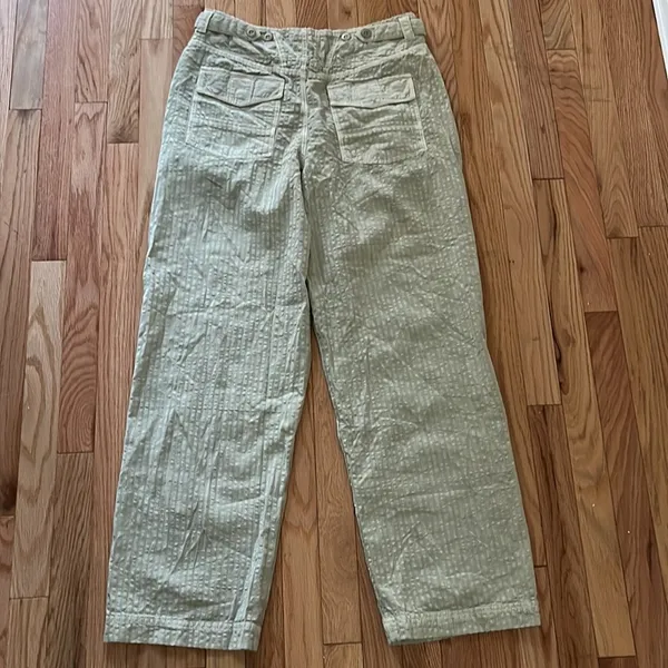 Free People Women's Trousers seersucker cargo style wide leg pants pleated waist - Image 5