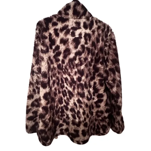Cozy Sherpa Womens Leopard Print Fuzzy Fleece Pullover Half Zip Women Jacket XXL - Image 5