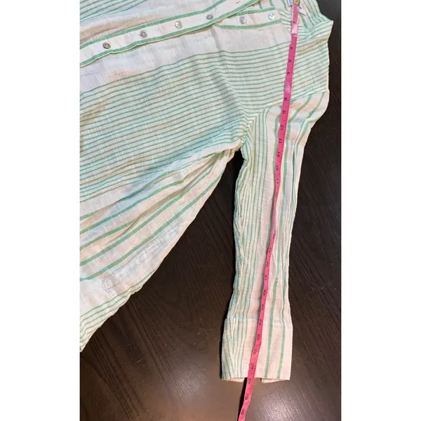 April Cornell Striped Button Down Tunic‎ Top Boho Gauze Womens S Semi Sheer READ - Image 8