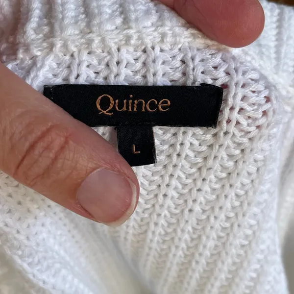 Quince Women's 100% Organic Cotton Fisherman's Sweater Ivory Size L - Image 4