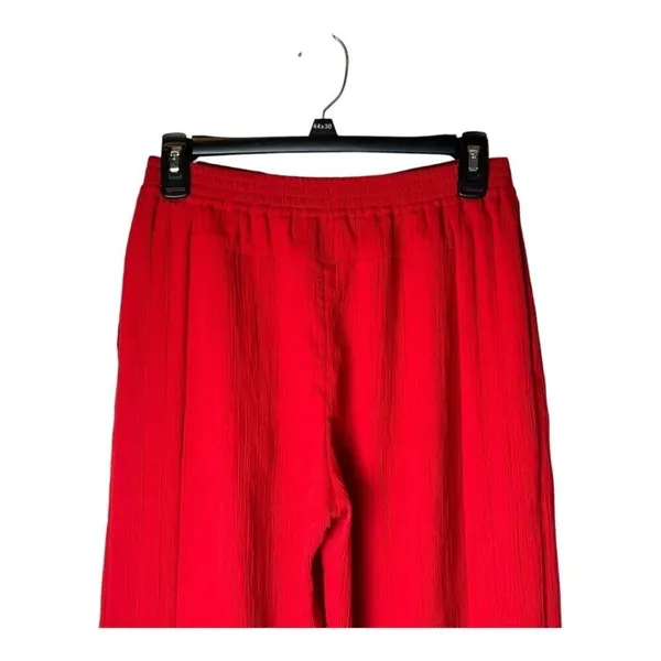 Palmer Harding Pants Women 2 Red‎ Crinkled Fabric Elastic Waist Silence Wide Leg - Image 6