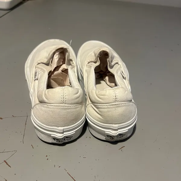 Vans Classic Slip-On White Canvas Sneakers Men’s 6.5 / Women’s 8 - Image 5