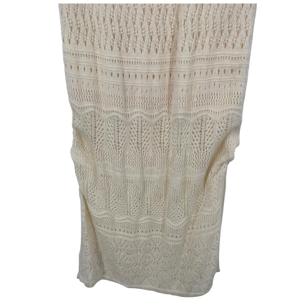 Tahari Womens Open Knit Sleeveless Maxi Dress Cream Size Small Resortwear Beach - Image 8