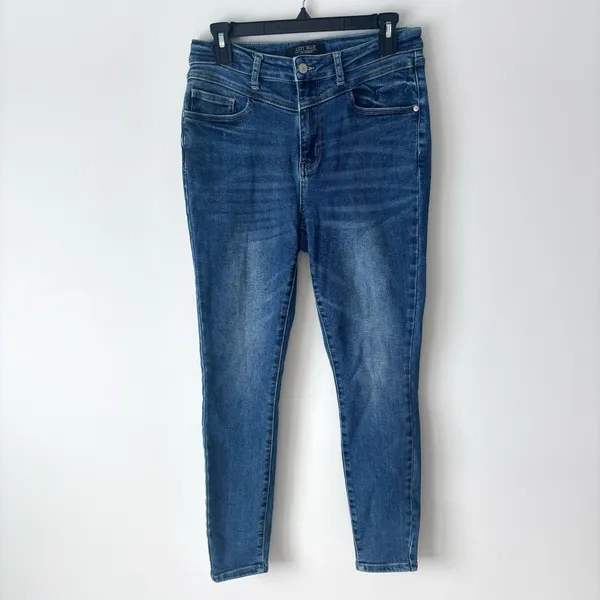 Judy Blue High Rise Western Front Yoke Skinny Jeans Medium Wash Denim - Image 2