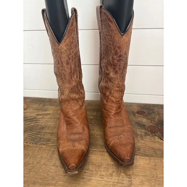Dan Post Womens Cognac Leather Western Cowboy Boots DP3463 Snip Toe Size 7 M - Image 2