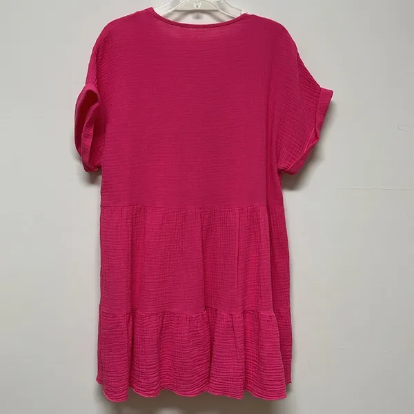 NWOT Emery Rose Vibrant Pink V-Neck 100% Cotton Gauze Dress Size L - Image 5