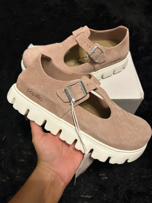 PAPILLIO by BIRKENSTOCK Mary Jane pink leather platform shoes women’s eur 39 new - Image 8