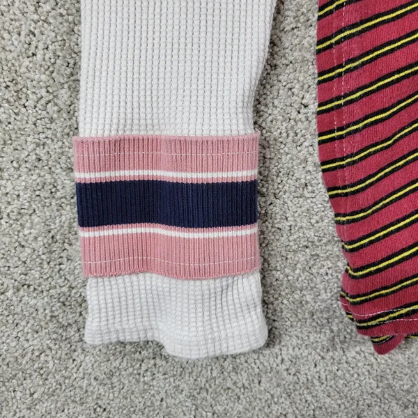 BDG UO Frazier Sweater M White Red Stripe Asymmetric Patch Waffle Knit Acadamia - Image 6