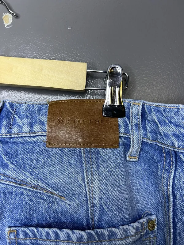 We The Free Wide Leg Jeans Womens 31 Light Wash Blue High Rise Seamed Denim - Image 7