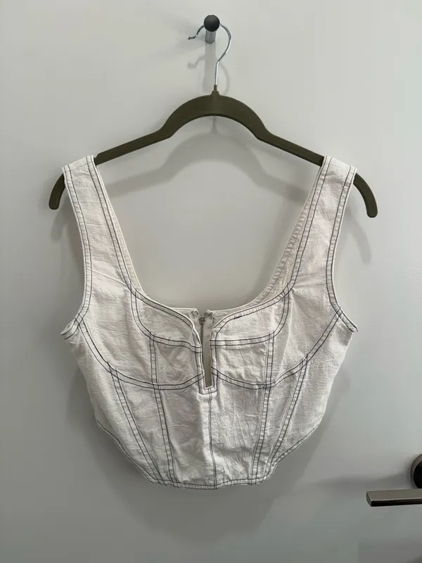 White Corset Crop Top Calypso Boutique Size Medium - Image 2