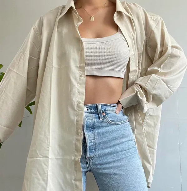 vintage oversized tan button up Size XL - Image 3