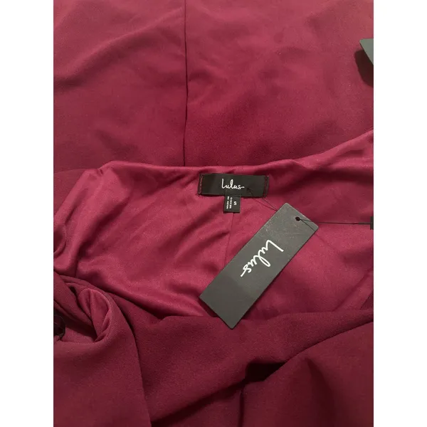 Lulus Becca Burgundy Twisted One-Shoulder Mini Dress size Small NWT - Image 3