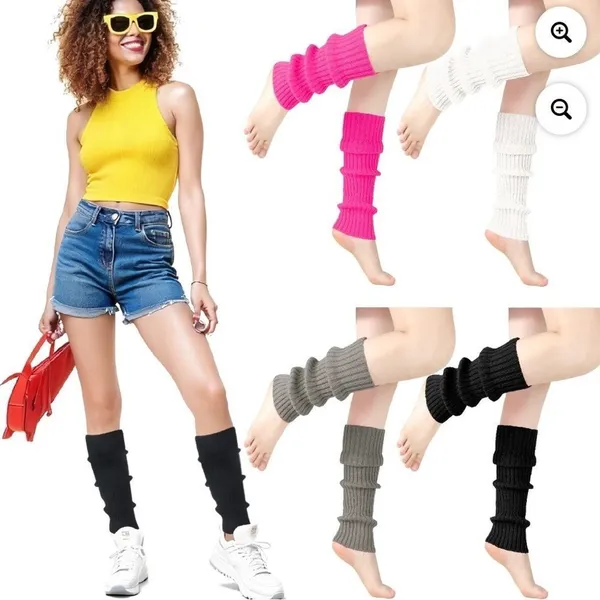 Black Knit Ribbed Leg Warmers 80s Leg Warmers - Image 2